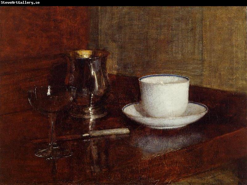 Henri Fantin-Latour Still Life Glass, Silver Goblet and Cup of Champagne